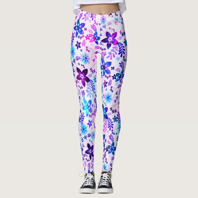 Spring Flower Bouquet - Edelweiss Flower Geometric Leggings (Front)