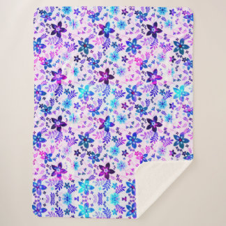 Spring Flower Bouquet - Edelweiss Flower Geometric Sherpa Blanket