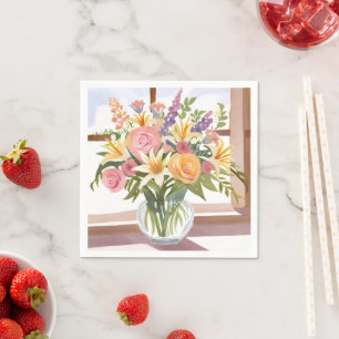 Spring Flower Bouquet Pretty Floral Card Napkin