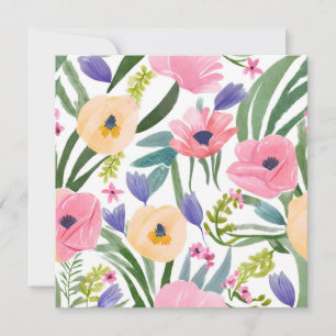 Spring Flower Bouquet   Pretty Floral Watercolor Card