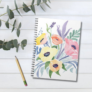 Spring Flower Bouquet   Pretty Floral Watercolor Notebook