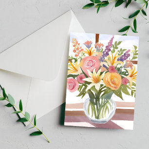 Spring Flower Bouquet Pretty Floral Watercolor Postcard