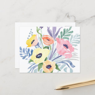 Spring Flower Bouquet Pretty Floral Watercolor Postcard