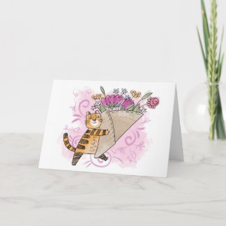 Spring flower cat card