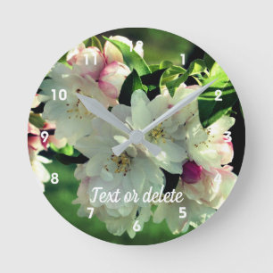 Spring Flower Crabapple Blossoms 2 Personalized Round Clock
