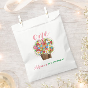 Spring Flower Cupcake Girl's 1st Birthday Party Favour Bag