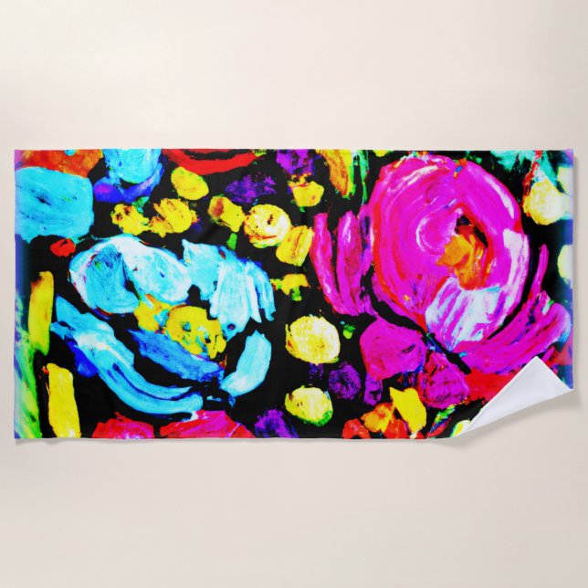 "Spring Flower" Cute Art. Buy Now Beach Towel (Front)