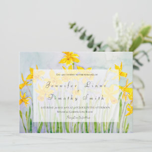 spring flower daffodils wedding invitation