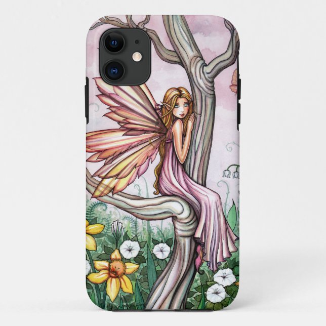 Spring Flower Fairy in Daffodils iPhone Skin Case (Back)