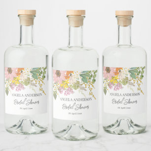 Spring Flower Garden Bridal Shower Paper Coaster Liquor Bottle Label