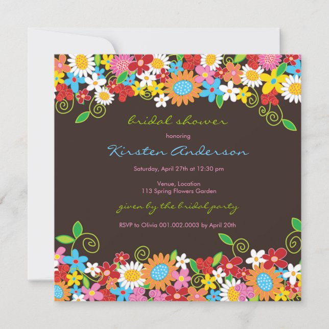 Spring Flower Garden Daisies Bridal Shower Invite (Front)