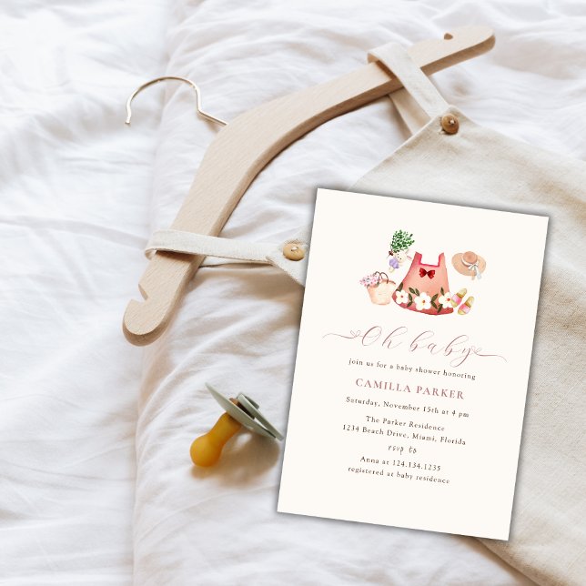 Spring Flower Garden Girl Clothes Baby Shower  Invitation (Spring Flower Garden Girl Clothes Baby Shower Invitation)