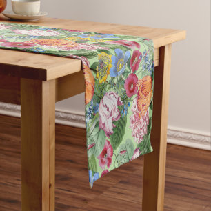 Spring Flower Garden Pattern Short Table Runner