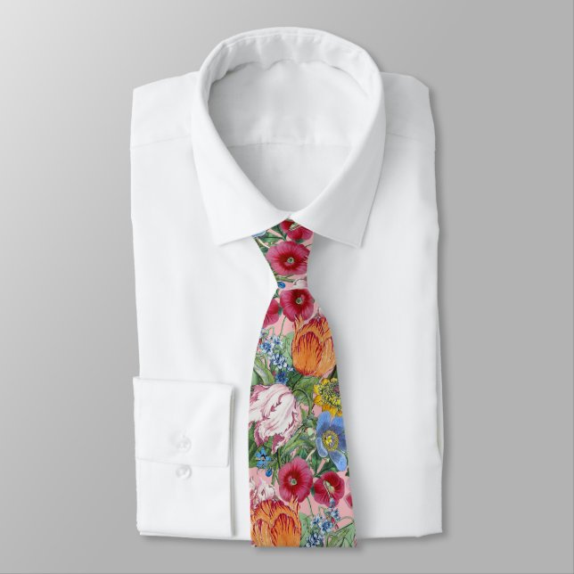 Spring Flower Garden Pattern Tie (Tied)
