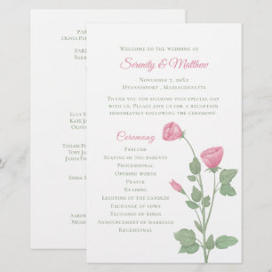 Spring Flower Garden Pink Floral Wedding Program