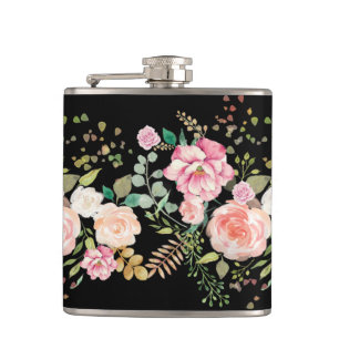 spring flower hip flask