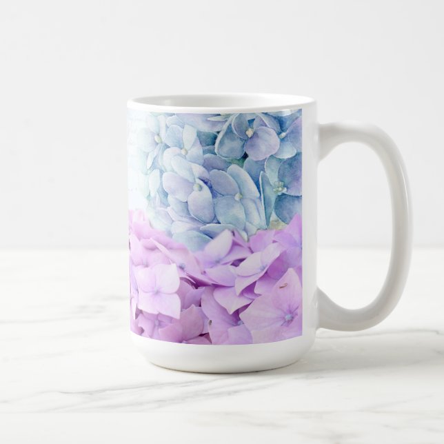 Spring Flower Hydrangea Pastel Collage Coffee Mug (Right)