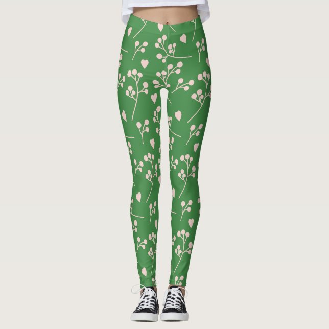 Spring, Flower Leaf Pattern Leggings (Front)