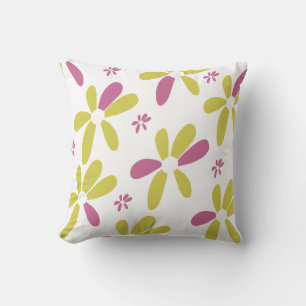 Spring Flower Multicolored  Yellow Pink Throw Pillow