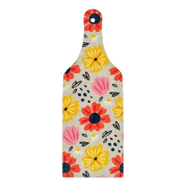 Spring Flower Pattern  Cutting Board (Front)
