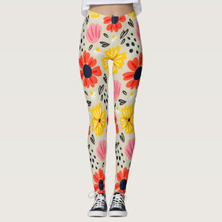 Spring Flower Pattern  Leggings