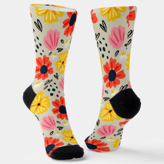 Spring Flower Pattern  Socks