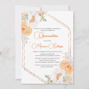 Spring flower Quinceanera invitation