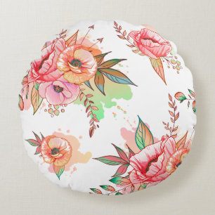 spring Flower Round Pillow