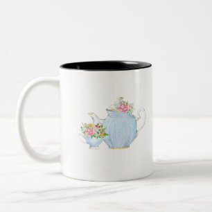spring flower,  tea , high tea, floral tea, garden Two-Tone coffee mug
