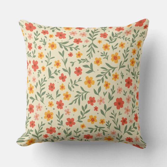 Spring Flower Throw Pillow (Front)
