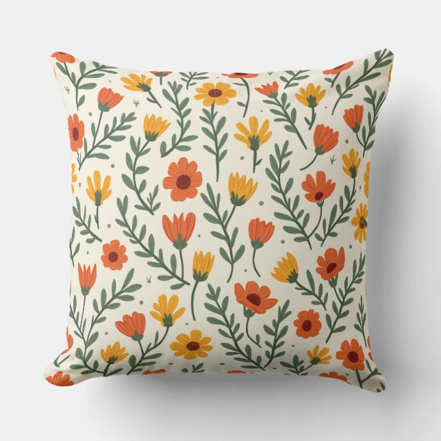 Spring Flower Throw Pillow (Front)