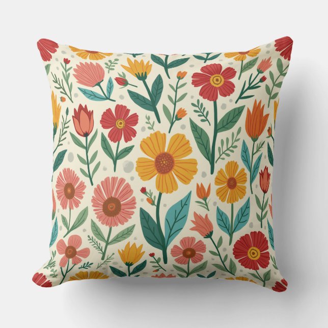 Spring Flower Throw Pillow (Front)
