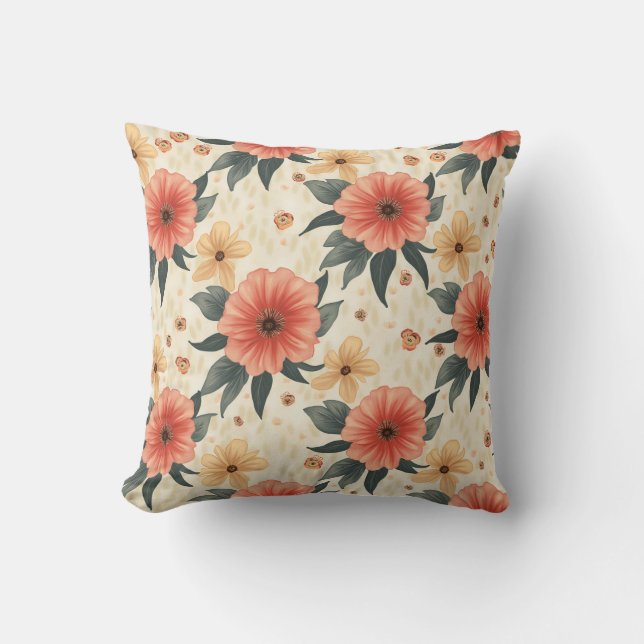 Spring Flower Throw Pillow (Front)