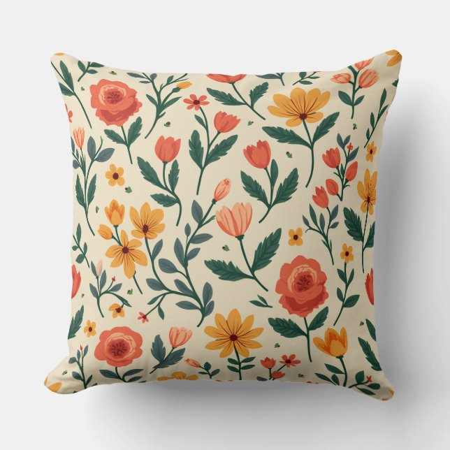 Spring Flower Throw Pillow (Front)