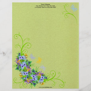 Spring Flower with Butterflies Letterhead