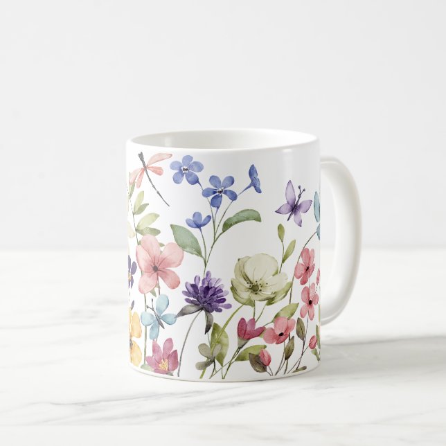 Spring flower with dragonfly coffee mug (Front Right)