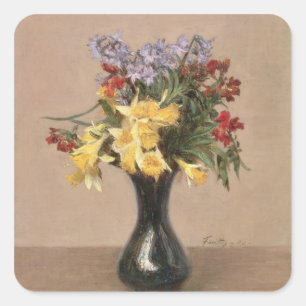 Spring Flowers, 1869 (oil on canvas) Square Sticker