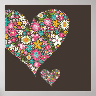 Spring Flowers 2 Big & Little Heart Custom Print