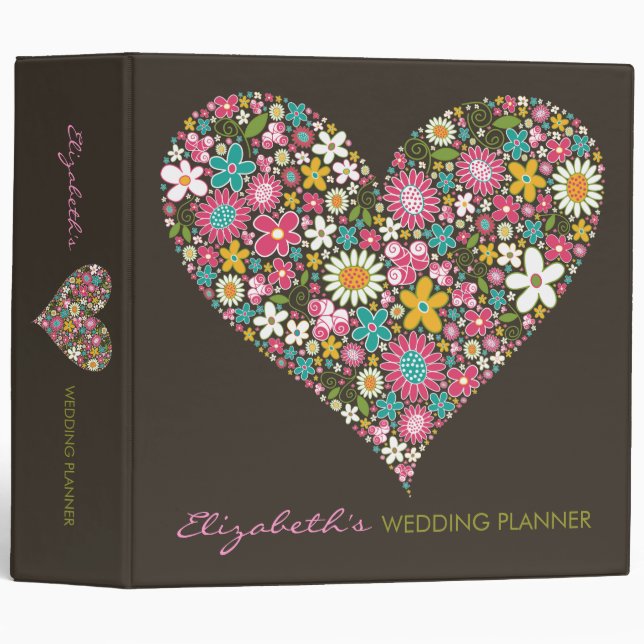 Spring Flowers 2 Heart Love Wedding 2" Binder (Front/Spine)