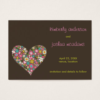 Spring Flowers 2 Heart Mini Save The Date Card /