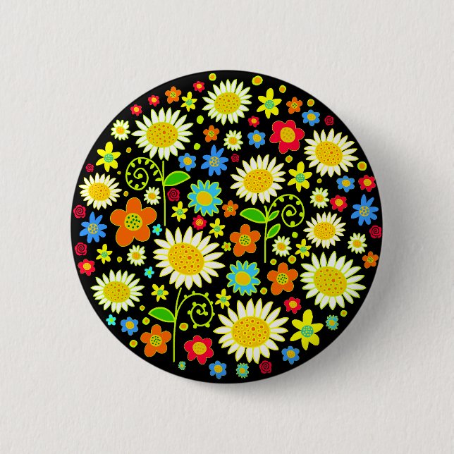 Spring Flowers 2 Inch Round Button (Front)