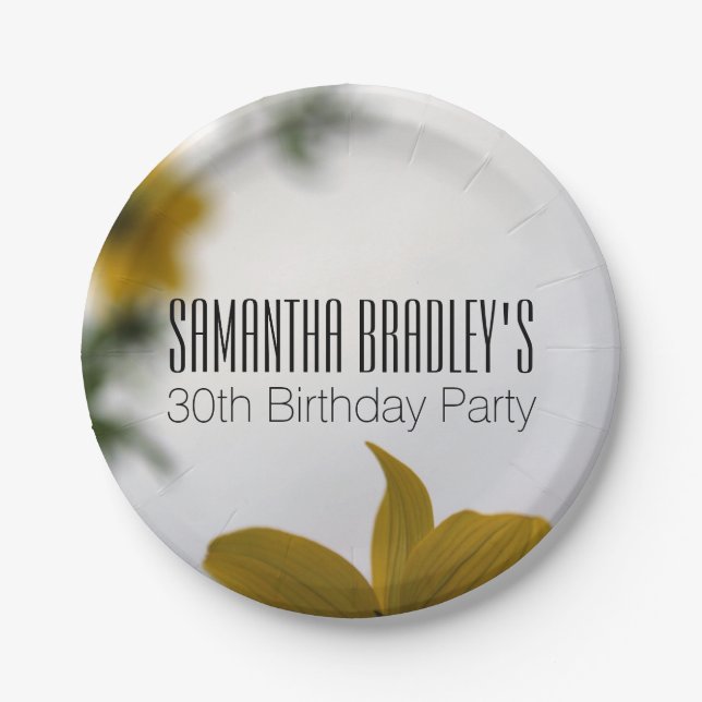 Spring Flowers 30th Birthday Party Paper Plates (Front)