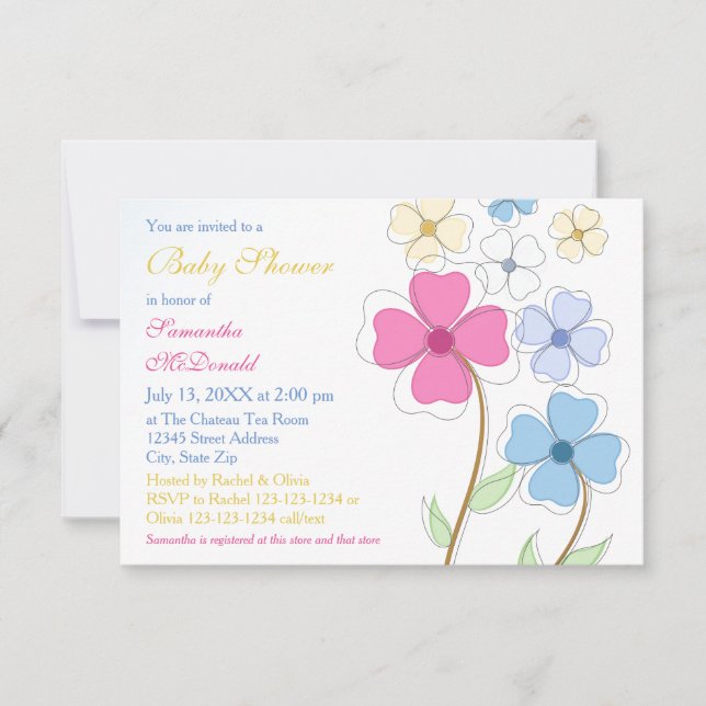 Spring Flowers - 3x5 Baby Shower Invitation (Front)