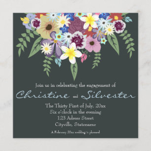 Spring Flowers, 5.25x5.25 engagement Invitation