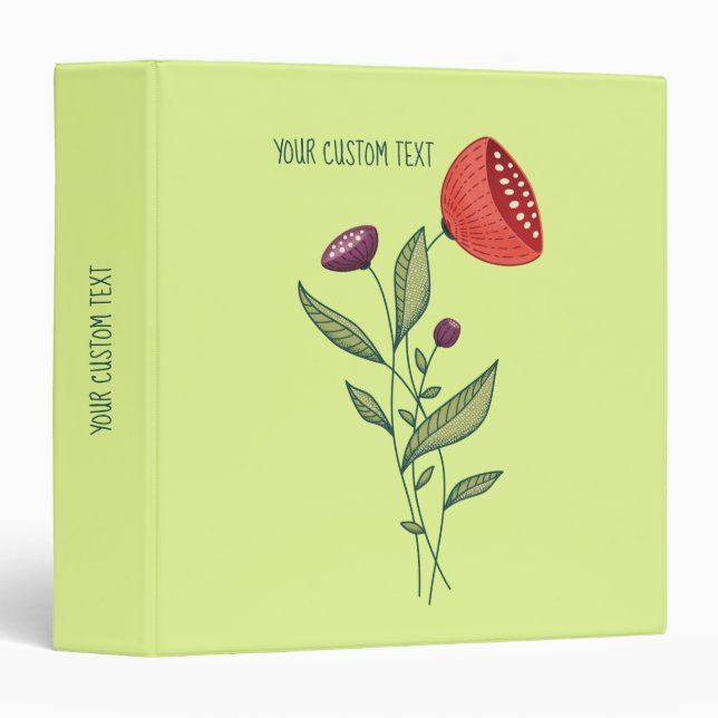 Spring Flowers Abstract Botanical Line Art Binder (Front/Spine)
