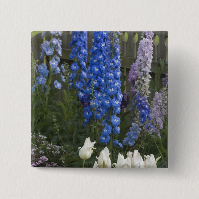 Spring flowers along a garden path, Georgia 2 Inch Square Button (Front)