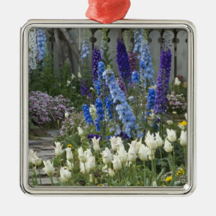 Spring flowers along a garden path, Georgia Metal Ornament