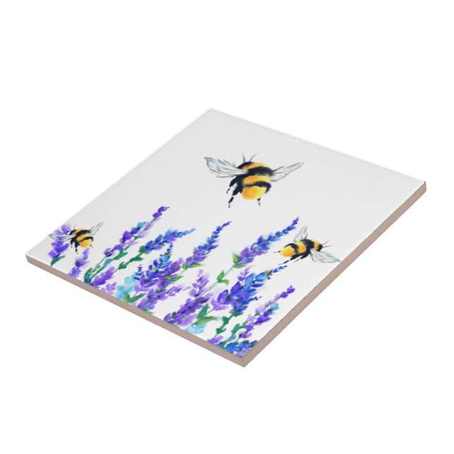 Spring Flowers and Bees Ceramic Tile (Side)
