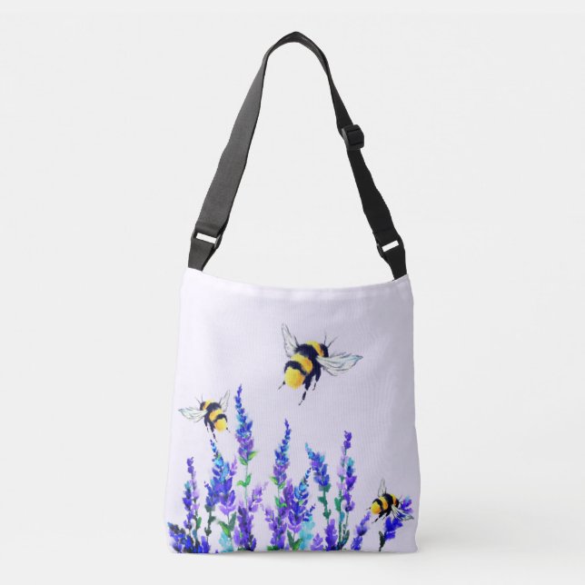 Spring Flowers and Bees Flying Crossbody Bag (Front)
