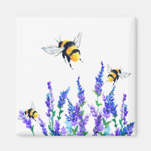 Spring Flowers and Bees Flying Magnet Gift (Front)